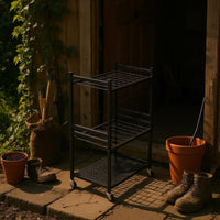 Rolling Tool Rack Open-Frame Long Handle Tool Rack Heavy Duty Garden Organizer Stand for Utility Space