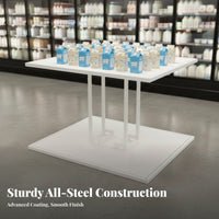 High Load Capacity Supermarket Display Table Minimalist Design Heavy Duty Metal Display Rack Space Saving Freestanding Product Display Powder Coated Finish for Shop Owners, Retailers, Homeowners, Supermarkets, Convenience Shop S, Shopping Mall, Cafes
