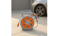 Portable Hose Reel with Spray Nozzle Compact Hose Storage Reel Handheld Organizer Convenient for Gardeners, Homeowners, Gardens, Car Washing, Patios