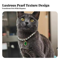 Gem Pendant Sophisticated Feline Design Cat Pearl Cute Design Pearl Pet Necklace for Groomers, Special Occasions, Weddings, Photo Shoots