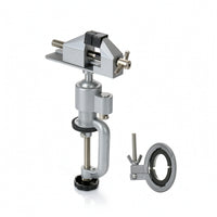 2 Pieces Adjustable Rotating Bench Vise with Clamp Rotatable Clamp-on Vise with Drill Holder Lightweight Table Vice Compact for Workshop, Garage