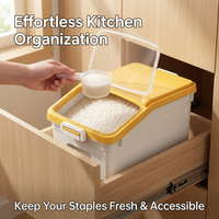 Large Rice Dispenser 10kg Cereal Storage Box, Airtight Flip Lid Rice Keeper, Pantry Organization Storage Bin, Kitchen Storage and Organisation