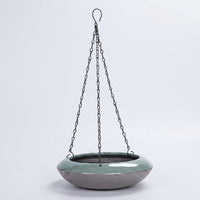 Plant Pots and Hanging Basket Set for Outdoor Plants, Ceramic Hanging Plant Pot for Indoor Plant, Pack of 2 with Chains, Medium Size Drainage