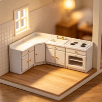 Dollhouse Kitchen Set Classic Miniature Kitchen Set Delicate Dollhouse Sink for Room Box