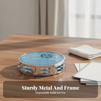 Transparent Design Double-Row Headed Tambourine Crisp Bright Sound Double-Row Musical Shaker Easy to Play Hand Percussion Ergonomic Grip for Musicians, Beginners, Band Practice, Bands, Parties, Music Class