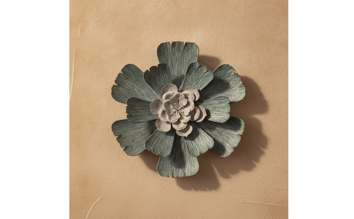 Floral Wall Art Decor Textured Sculpture with Layered Petals Distressed Wall Flowers for Living Room, Entryway, Bedroom
