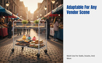 Folding Push Cart, Mobile Promotion Rack, Snack Display Flower Cart, Multi-Scene Use, Durable Metal, Easy Storage, for Sushi