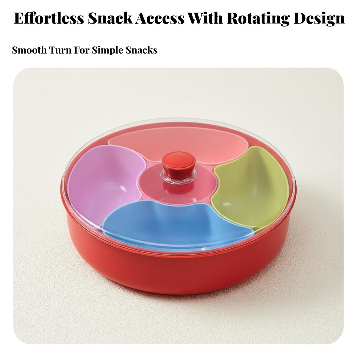 Easy to Clean Rotating Candy and Nut Dish Multi-Purpose Rotating Snack Tray with Lid Elegant Design for Party Hosts, Holiday Gatherings
