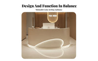 Modern Curved-Shaped Front Desk High-Gloss Coating Finish Curved Reception Desk Lockable Drawer Illuminated Reception Counter for Hotel Lobby, Spa