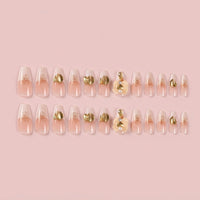 Nail Press Ons with Bow Butterfly Design for Girls, Artificial Wearable False for Parties and Special Occasions, 24 Pieces Boxed Set