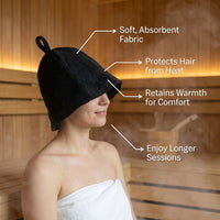 Sauna Hat for Women and Men with Double Layer Design for Steam Room, Reusable Polyester Terry Cloth Cap for Heat Protection