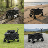 Heavy Duty Folding Wagon Large Capacity Foldable Wagon Cart Portable Outdoor Cart with Wheels Space-Saving for Campers, Gardeners, Camping, Gardening, Fishing
