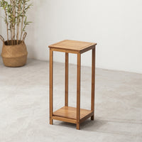 Corner Shelf and Plant Stand for Indoor Plants, 2-Tier Bamboo Plant Stands Indoor, Classic Wood Display Stand, Storage Shelf for Pot Stands