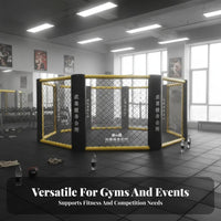 MMA Eight-Sided Cage Padded Features Competition Stage High-Quality Metal Frame Dynamic Kickboxing Arena for Fighters, Gyms, Fighting Associations