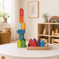 City Construction Stacking Blocks Colorful House Building Blocks Creative for Nursery