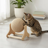 Wear-Resistant Feline Scratching Ball Long-Lasting Sisal Feline Ball Toy Interactive Pet Accessory 2-in-1 for Cats, Indoor