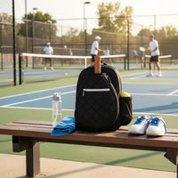 Quilted Pickleball Backpack Large Capacity Sports Paddle Bag Damp and Dry Separation Divided Storage Sports Backpack Shoe Compartment for Outdoor