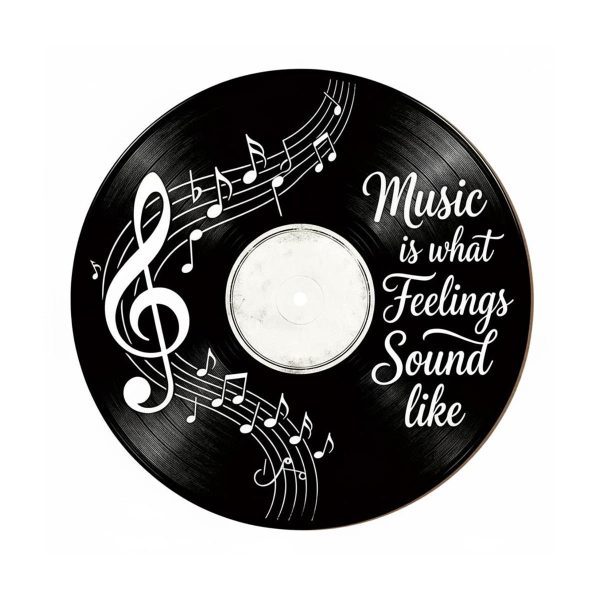 Wall Decor High-Resolution Printing Wall Sign Inspirational Quote Round Wooden Art Piece for Music Lovers, Bedroom