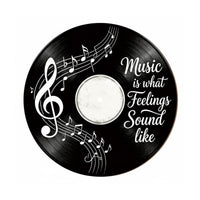 Wall Decor High-Resolution Printing Wall Sign Inspirational Quote Round Wooden Art Piece for Music Lovers, Bedroom