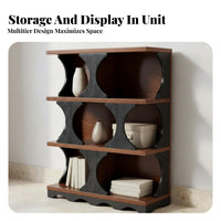 Multi-Tier Shelving Unit Thickened Shelves 3-Tier Shelf with Curved Dividers High Stability Semi-Hidden Compartments for Bedroom