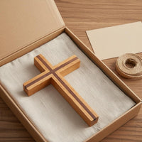Grooved Wooden Wall Hanging Handmade Wooden Hanging Ornament Easy to Hang Hand Carved Cross