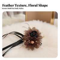 Feathery Feather Hair Claw Autumn Winter Design Feather Hair Clasp Elegant Design Large Ponytail Clip for Women, Formal Events, Parties, Party