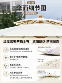 Outdoor Umbrella with Adjustable Tilt Head, Courtyard Center Pole Umbrella