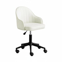 360-Degree Swivel Upholstered Rolling Chair Curved Back Support Desk Seat Ergonomic Design Seating Furniture Height Adjustable for Students, Office Workers, Adults, Study Room, Bedroom, Dormitory, Makeup Area