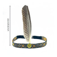 Boho Feather Headdress Comfortable Wear Woven Detail for Costumes