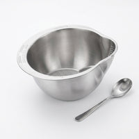 Rice Washer and Stainless Steel Colander with Built-in Grater, Vegetable Basin and Kitchen Sink Strainer for Home Cooking