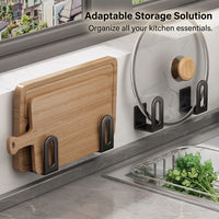 Cabinet Metal Pot Lid Organizer for Kitchen Cupboard Doors, No Drill Wall Rack for Students, Space Saving Pan