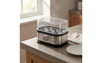 Countertop Egg Cooker Stainless Steel Electric Egg Cooker Breakfast Appliance Clear Lid Compact