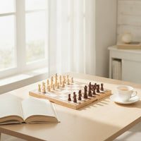 Portable Wooden Chess Set Carved Foldable Chess Set Compact Travel for Beginners, Classroom