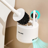 Toilet Brush with Holder Wall-Attached Toilet Brush Mounting without Holes Cleaner for Renters, Lavatory, Small Bathrooms