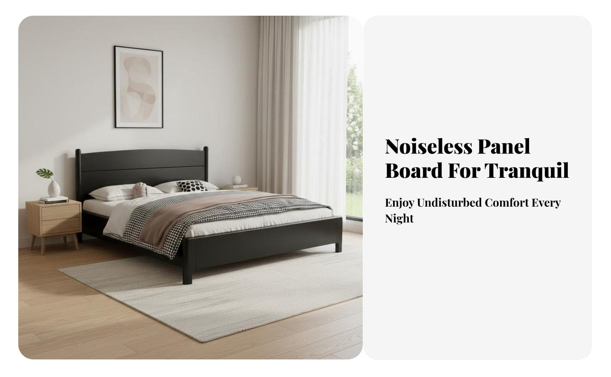 Black Spindle Bed Nordic & aesthetic Bedroom Furniture Modern Minimalist Bedstead for pairs, homeowners, Apartment Living, Guest Room