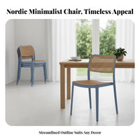 Stackable Plastic Cane-Back Chair Woven Backrest Seating Furniture Indoor/Outdoor Use Lightweight for Homeowners, Restaurant Owners, Event Planners, Dining Room, Kitchen, Home Office, Balcony