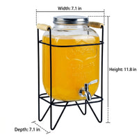 Glass Beverage Dispenser 3L with Stainless Steel Tap and Stand, Western Style Juice Dispenser, Large Capacity Drink Dispenser for Party Events