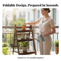 Foldable Design Multi-Tier Folding Planter Shelf Floor-Standing three-tier Plant Shelf Indoor & outdoordoor Use floral Rack Weather-Resistant for Gardeners, homeowners, Apartment Dwellers, Balcony, Living Room, entrancemethod, Corner Space