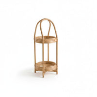 Foldable Design 3-Tier Woven Plant Rack Vintage design 3-Tier Ladder Shelf Multi-Purpose House Decoration Easy Assembly for Home Decorators, Apartment Dwellers, Homeowners, Sunroom, Balcony, Living Room, Corner Space