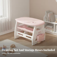 Safe Material Kids Desk and Chair Set Easy to Clean children's Study Desk with Storage Toddler Learning Table Multipurpose for Toddlers, Preschoolers, Parents, Playroom, Bedroom, Living Room, Preschool