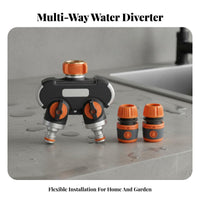 Quadruple Hose Splitter Sturdy Alloy Construction Multi-Way Tap Connector Rust-Resistant Faucet Water Divider for Gardeners, Lawn Care, Car Washing
