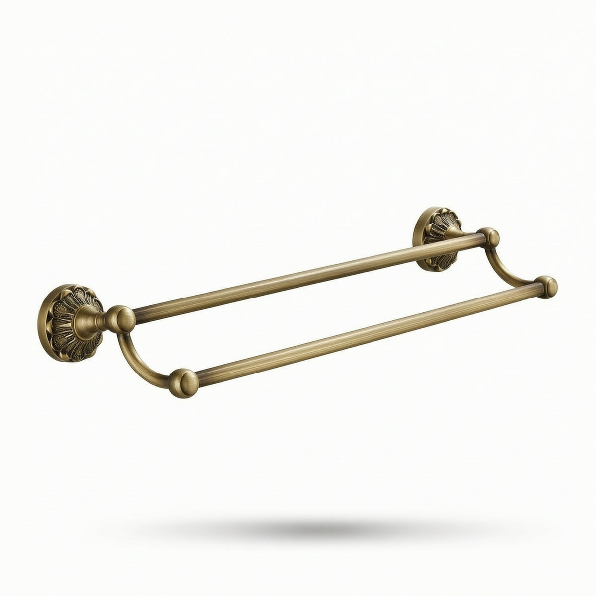 Double Towel Bar Antique Bronze Towel Rack with Decorative Base Strong for Washroom