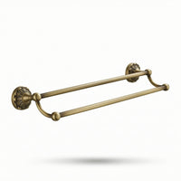 Double Towel Bar Antique Bronze Towel Rack with Decorative Base Strong for Washroom