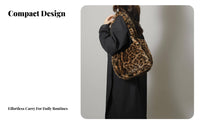 Leopard Print Handbag Autumn Winter Design Soft Leopard Print Tote Soft and Comfortable Faux Handbag for Girls, Daily Use, Casual Outings, Parties