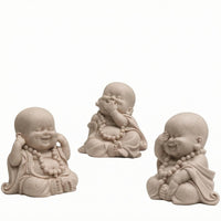 Tea Pet Monk Figurine Desktop Display Resin Monk Figurine Tea Pet Statue Handmade Table Decor Beaded Necklace