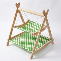 Cat Hammock Wooden Cat Bed Freestanding Swing, Elevated Wood Bed for Indoor Cats, Curved Resting Area and Indoor Beds for Small Animals