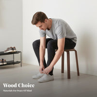 Nordic Design Round Stacking Stool Space-Saving Stackable Wooden Stool Minimalist Design Backless Seat Sturdy Construction for Students, Homeowners, Dorm Residents, Dining Room, Entryway, Small Apartments, Kitchen