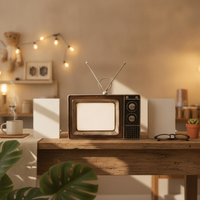 Retro TV Ornament Distressed Finish Iron TV Decoration Brown and Black for Shelf