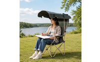 Portable Folding Camp Chair with Canopy Sun Protection Fishing Chair with Sunshade Foldable Outdoor Furniture Sturdy Frame for Artists, Painters, Anglers