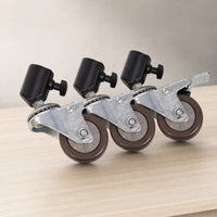 3 Pieces Studio Equipment Caster Metal Caster with Tube Mount 360° Rotation Casters for Video Production